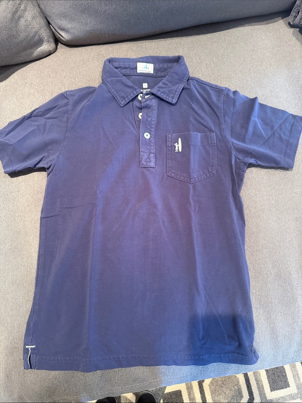 johnnie-O Boys Navy Polo with Chest Pocket
